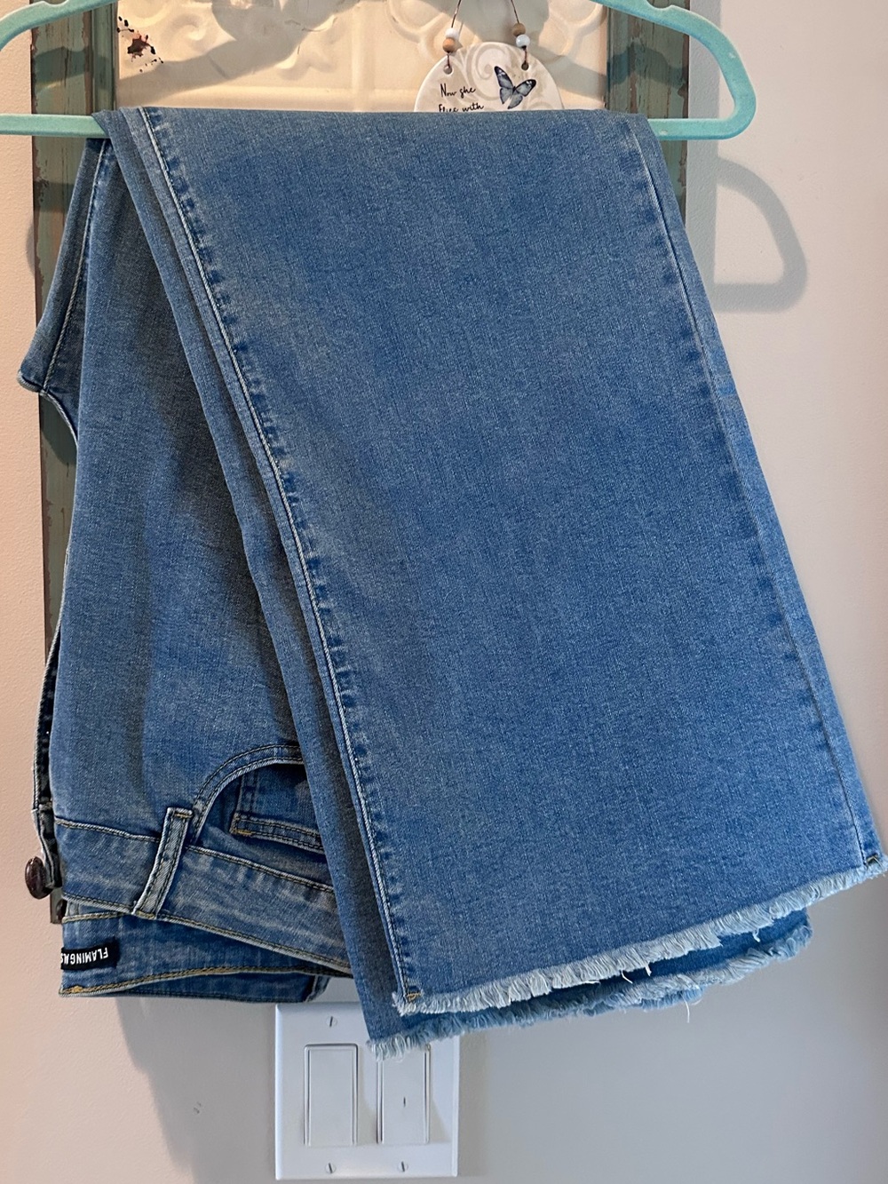 NWOT Flamingals Classic Light Blue Wide Leg Denim Jeans Size Large - Picture 5 of 6